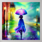 Kleurrijke wandeling in de regen poster (Voorkant)