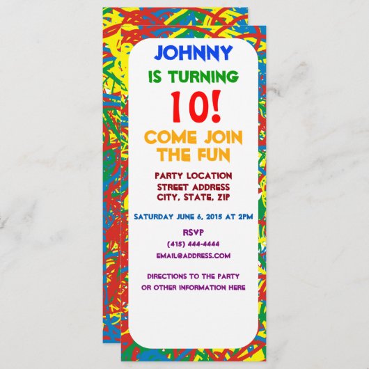 Kleurrijke warboel explosie multi kleur spat regen kaart (Voorkant / Achterkant)