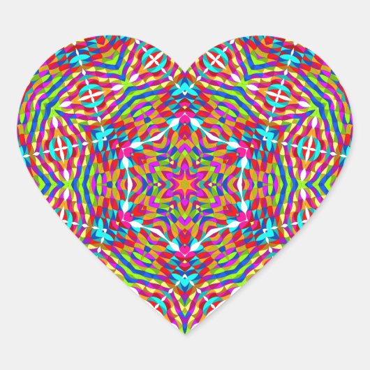 Kleurrijke warboel Mandala Hart Sticker (Voorkant)