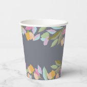 Kleurrijke Warme Bloemen Elegantie Boho Bruiloft Papieren Bekers (Achterkant)