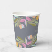 Kleurrijke Warme Bloemen Elegantie Boho Bruiloft Papieren Bekers (Rechts)