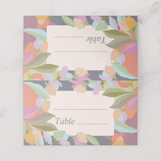 Kleurrijke Warme Bloemen Elegantie Boho Bruiloft Plaatskaartje (Buitenkant ongevouwen)