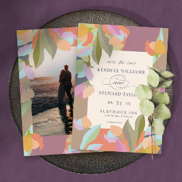 Kleurrijke Warme Bloemen Elegantie Boho Bruiloft Save The Date