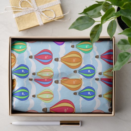 Kleurrijke warme luchtballonnen in de lucht tissuepapier (Geschenk)