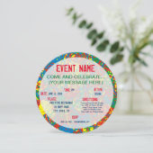 Kleurrijke warme puinhoop blaast de regenboog met  kaart (Staand voorkant)