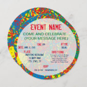 Kleurrijke warme puinhoop blaast de regenboog met  kaart (Voorkant / Achterkant)