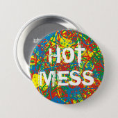 Kleurrijke warme puinhoop blaast de regenboog met  ronde button 7,6 cm (Voorkant /achterkant)