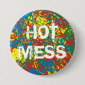 Kleurrijke warme puinhoop blaast de regenboog met  ronde button 7,6 cm (Voorkant)