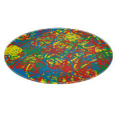 Kleurrijke warme puinhoop blaast de regenboog met  snijplank (Hoek)