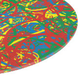 Kleurrijke warme puinhoop blaast de regenboog met  snijplank (Hoek)