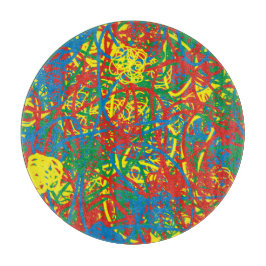 Kleurrijke warme puinhoop blaast de regenboog met  snijplank