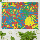 Kleurrijke warme puinhoop blaast de regenboog met  theedoek (Gevouwen)