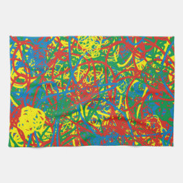 Kleurrijke warme puinhoop blaast de regenboog met theedoek