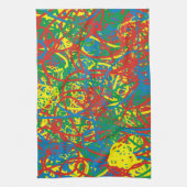 Kleurrijke warme puinhoop blaast de regenboog met  theedoek (Verticaal)