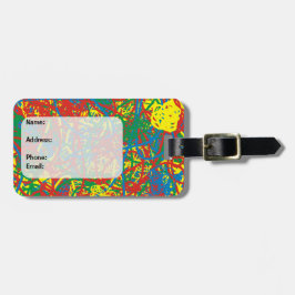Kleurrijke warme romp rode blauwe gele krabbels bagagelabel