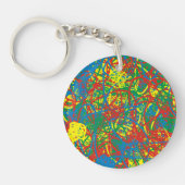 Kleurrijke warme romp rode blauwe gele krabbels sleutelhanger (Voorkant)