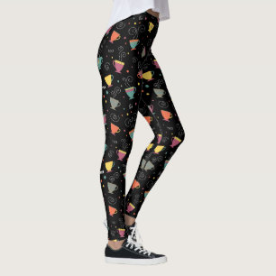 Kleurrijke warme theekopjes winterontwerp leggings