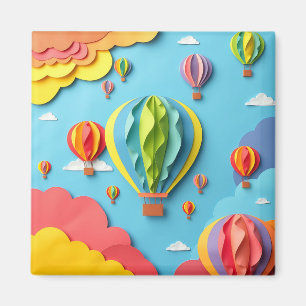 Kleurrijke warmluchtballonnen luchtpatroon magneet