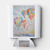 Kleurrijke warmluchtballonnen Waterverf schilderen Blikjeskoeler (Achterkant)