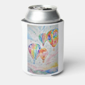 Kleurrijke warmluchtballonnen Waterverf schilderen Blikjeskoeler (Blikje Achterkant)