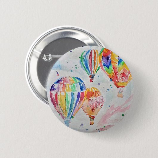 Kleurrijke warmluchtballonnen Waterverf schilderen Ronde Button 5,7 Cm (Voorkant /achterkant)