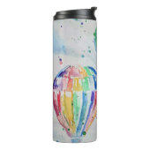 Kleurrijke warmluchtballonnen Waterverf schilderen Thermosbeker (Gedraaid links)