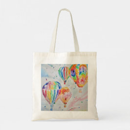 Kleurrijke warmluchtballonnen Waterverf schilderen Tote Bag