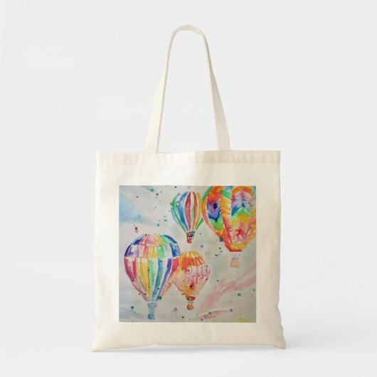 Kleurrijke warmluchtballonnen Waterverf schilderen Tote Bag (Voorkant)