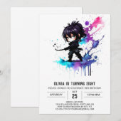 Kleurrijke Warrior Ninja Digitale Meisje Verjaarda Kaart (Voorkant / Achterkant)