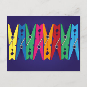 Kleurrijke wasknijpers Briefkaart