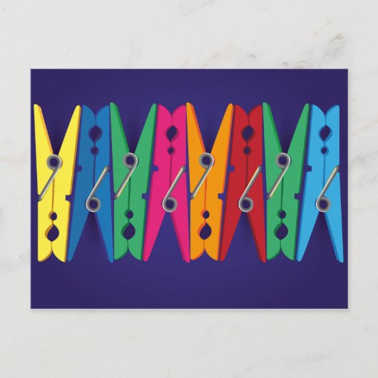 Kleurrijke wasknijpers Briefkaart (Voorkant)