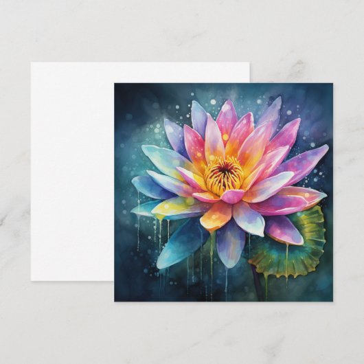 Kleurrijke Water Lily Waterverf Design Notitiekaartje (Voorkant / Achterkant)