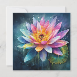Kleurrijke Water Lily Waterverf Design Notitiekaartje