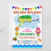 Kleurrijke Water Pistool Kids Verjaardagsfeest Uit Kaart (Voorkant)