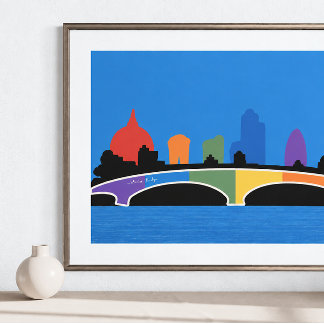 Kleurrijke Waterloo Bridge London Skyline Kunst Poster