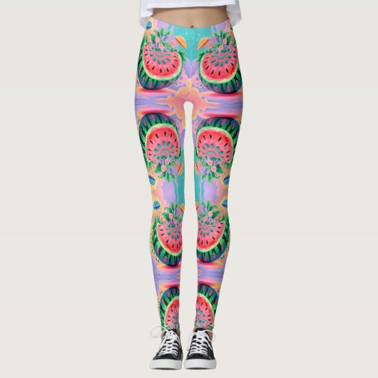 Kleurrijke watermeloen leggings (Voorkant)