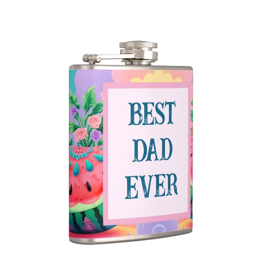 Kleurrijke watermeloen met beste vader ooit heupfles (Rechts)