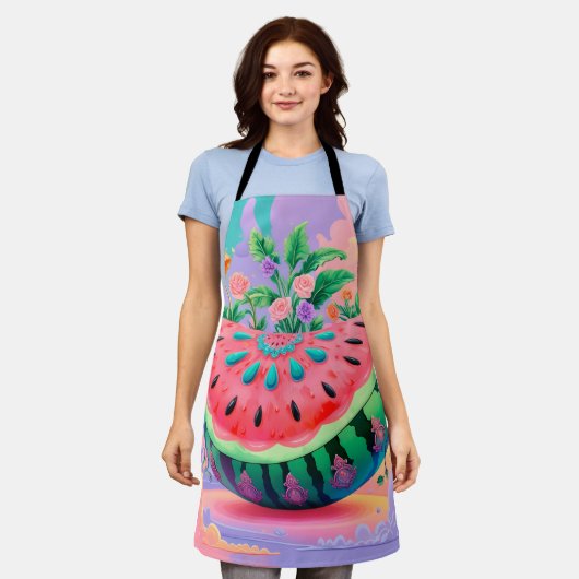 Kleurrijke watermeloen schort (Gedragen)