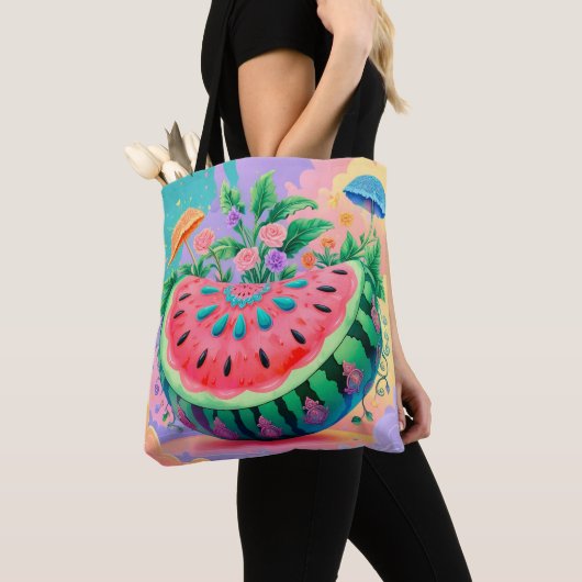 Kleurrijke watermeloen tote bag (Dichtbij)
