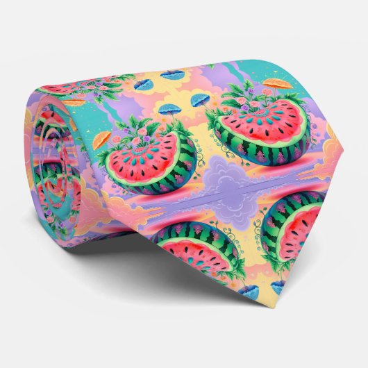 Kleurrijke watermeloen voor Vaderdag Stropdas (Opgerold)