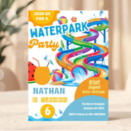 Kleurrijke Waterpark Verjaardagsuitnodiging Kaart