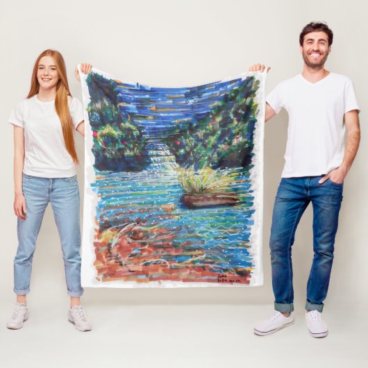 kleurrijke waterval fleece deken (In situ)