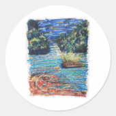 kleurrijke waterval ronde sticker (Voorkant)