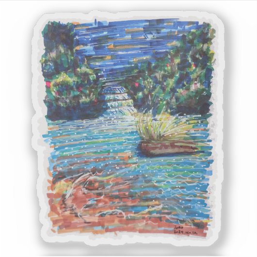 kleurrijke waterval sticker (Voorkant)