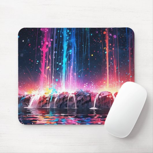 Kleurrijke watervallen in een magisch landschap muismat (Met muis)