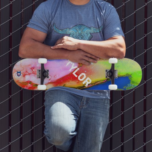 Kleurrijke Waterverf Abstract Dd Brand Skateboard (Buiten 3)