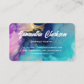 Kleurrijke Waterverf Abstract dik cursief script Visitekaartje (Achterkant)