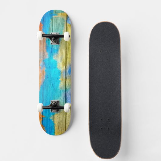 Kleurrijke Waterverf Abstract hout 3 Skateboard (Voorkant)