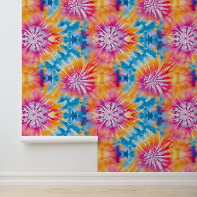 Kleurrijke Waterverf Abstract Tie Dye Pattern Behang (Applicatie)