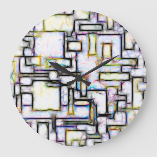 Kleurrijke Waterverf Abstracte geometrische modern Grote Klok (Voorkant)